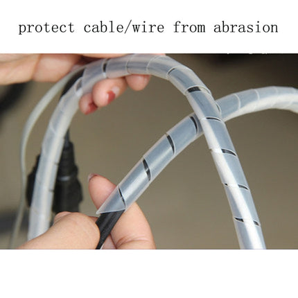 4m PE Spiral Pipes Wire Winding Organizer Tidy Tube, Nominal Diameter: 16mm(Black)-garmade.com