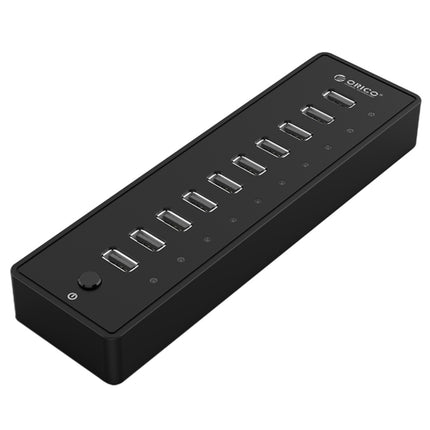 ORICO P10-U2 10 Ports USB 2.0 HUB with LED Power Indicator & 1m USB Cable(Black)-garmade.com