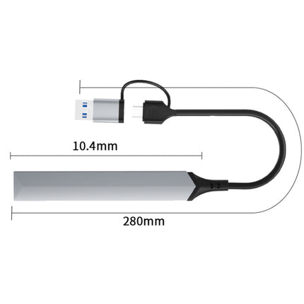 V252B 4 in 1 USB + USB-C/Type-C to USB Multifunctional Docking Station HUB Adapter-garmade.com