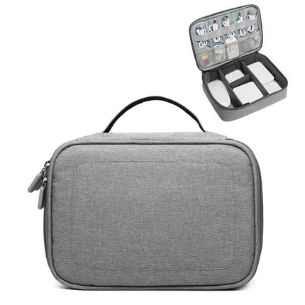 Multi-function Headphone Charger Data Cable Storage Bag, Single Layer Storage Bag, Size: 12x5x26cm (Grey)-garmade.com