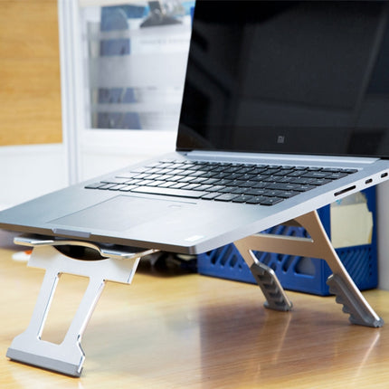 Aluminum Alloy Cooling Holder Desktop Portable Simple Laptop Bracket, Six-stage Support, Size: 21x26cm (Black Grey)-garmade.com