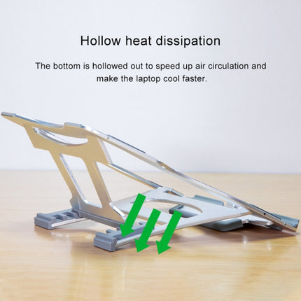 Aluminum Alloy Cooling Holder Desktop Portable Simple Laptop Bracket, Six-stage Support, Size: 21x26cm (Rose Gold)-garmade.com