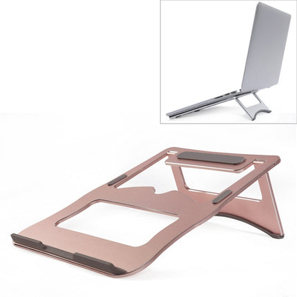 Aluminum Alloy Cooling Holder Desktop Portable Simple Laptop Bracket, Two-stage Support, Size: 21x26cm (Rose Gold)-garmade.com