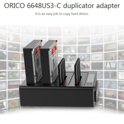 ORICO 6648US3-C-V1 4-bay USB 3.0 Type-B to SATA External Hard Disk Box Storage Case Hard Disk Docking Station / Duplicator for 2.5 inch / 3.5 inch SATA HDD / SSD-garmade.com