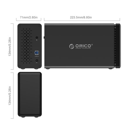 ORICO NS200-RU3 2-bay USB 3.0 Type-B to SATA External Hard Disk Box Storage Case Hard Drive Dock with Raid for 3.5 inch SATA HDD, Support UASP Protocol-garmade.com