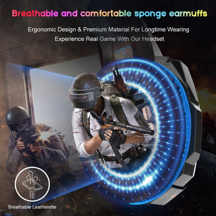 Soulbytes S9 USB + 3.5mm 4 Pin Adjustable LED Light Gaming Headset with Mic (Blue)-garmade.com