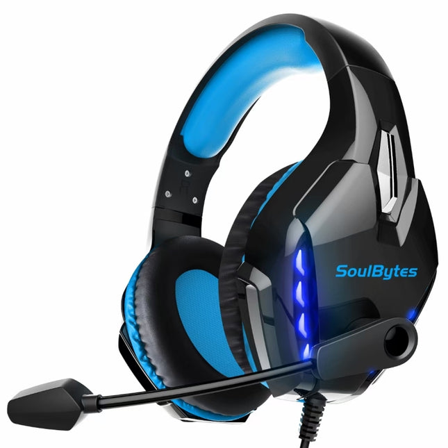 Soulbytes S11 USB + 3.5mm 4 Pin Adjustable LED Light Gaming Headset with Mic (Blue)-garmade.com
