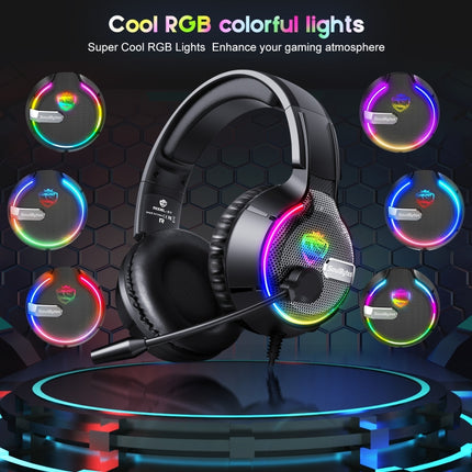 Soulbytes S19 USB + 3.5mm 4 Pin Adjustable RGB Light Gaming Headset with Mic (Black)-garmade.com