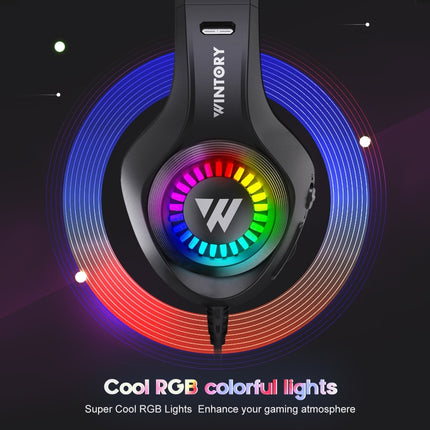 Wintory M3 USB + 3.5mm 4 Pin Adjustable RGB Light Gaming Headset with Mic (Black)-garmade.com
