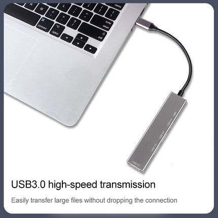 3019T 4 x USB 3.0 to USB-C / Type-C Aluminum Alloy HUB Adapter with LED Indicator-garmade.com