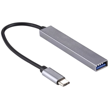 T-818 4 x USB 3.0 to USB-C / Type-C HUB Adapter (Silver Grey)-garmade.com