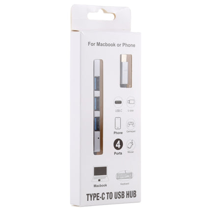 T-818 4 x USB 3.0 to USB-C / Type-C HUB Adapter (Silver Grey)-garmade.com