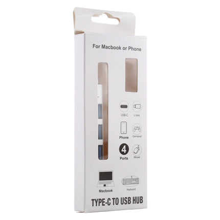 T-818 4 x USB 3.0 to USB-C / Type-C HUB Adapter (Silver)-garmade.com