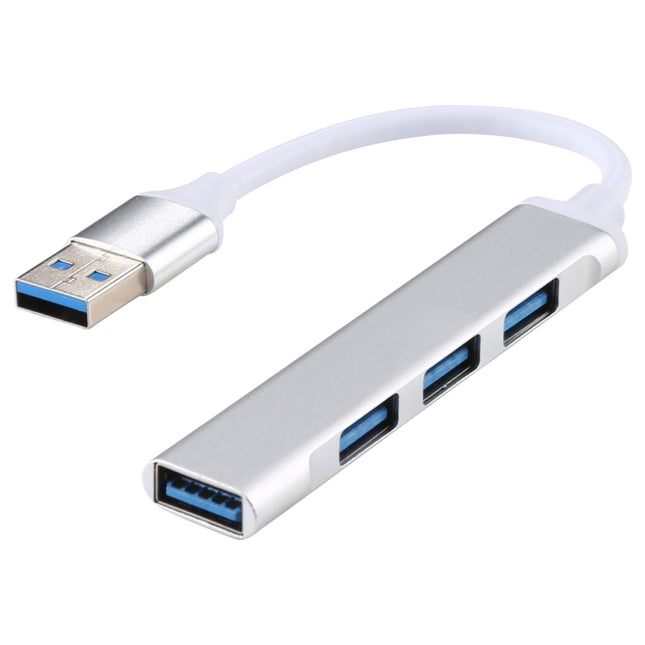 A-809 4 x USB 3.0 to USB 3.0 Aluminum Alloy HUB Adapter (Silver)-garmade.com