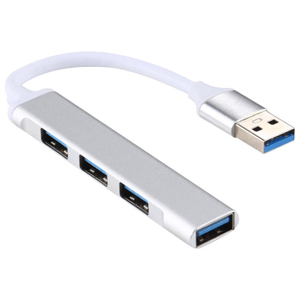 A-809 4 x USB 3.0 to USB 3.0 Aluminum Alloy HUB Adapter (Silver)-garmade.com