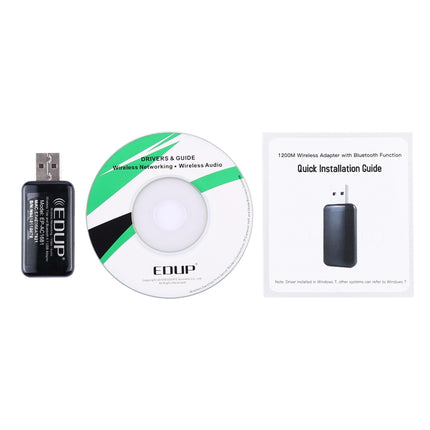 EDUP EP-AC1681 2 in 1 AC1200Mbps 2.4GHz & 5.8GHz Dual Band USB WiFi Adapter External Network Card with Bluetooth 4.1 Function-garmade.com