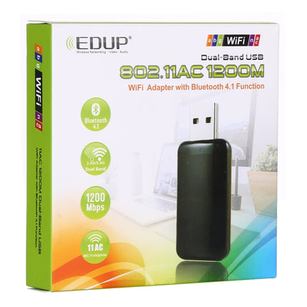 EDUP EP-AC1681 2 in 1 AC1200Mbps 2.4GHz & 5.8GHz Dual Band USB WiFi Adapter External Network Card with Bluetooth 4.1 Function-garmade.com