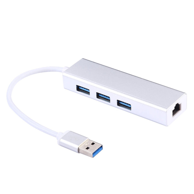 Aluminum Shell 3 USB3.0 Ports HUB + USB3.0 Gigabit Ethernet Adapter-garmade.com