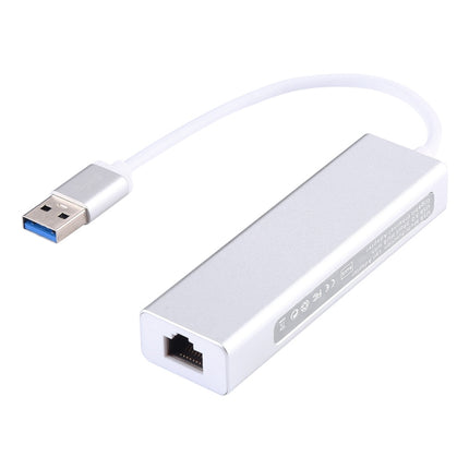 Aluminum Shell 3 USB3.0 Ports HUB + USB3.0 Gigabit Ethernet Adapter-garmade.com