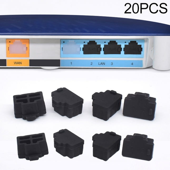 20 PCS Silicone Anti-Dust Plugs for RJ45 Port (Black)-garmade.com