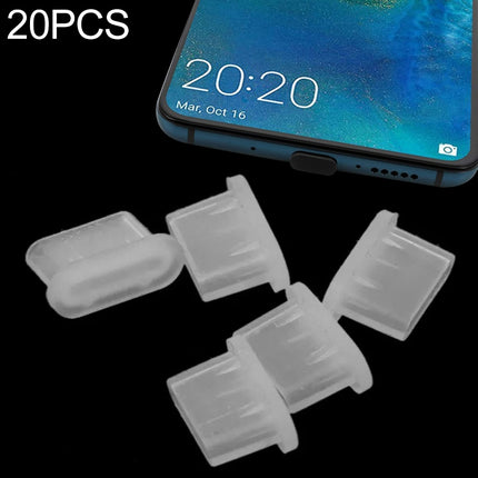 20 PCS Silicone Anti-Dust Plugs for USB-C / Type-C Port (Transparent)-garmade.com