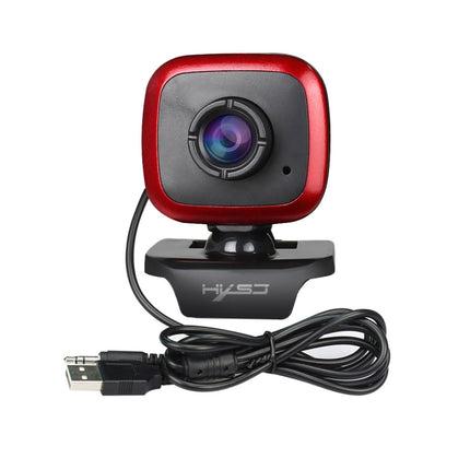 HXSJ A849 480P Adjustable 360 Degree HD Video Webcam PC Camera with Microphone(Black Red)-garmade.com