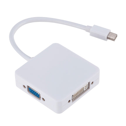 3 in 1 Mini DP Male to HDMI + VGA + DVI Female Square Adapter, Cable Length: 18cm (White)-garmade.com