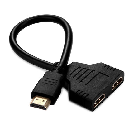 30cm HDMI Male to Dual HDMI Female 1.4 Version Cable Connector Adapter-garmade.com
