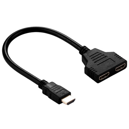 30cm HDMI Male to Dual HDMI Female 1.4 Version Cable Connector Adapter-garmade.com