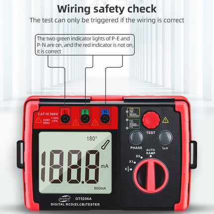 BENETECH GT5206A Professional LCD Digital Leakage Protector Switch Tester-garmade.com