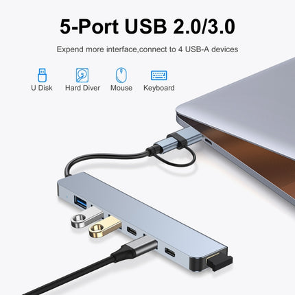 BYL-2217TU 7 in 1 USB 3.0 and Type-C / USB-C to USB 3.0 USB 2.0 HUB Adapter-garmade.com