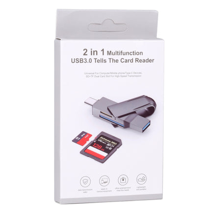 2 In 1 Multifunction USB-C / Type-C to USB 3.0 Card Reader-garmade.com