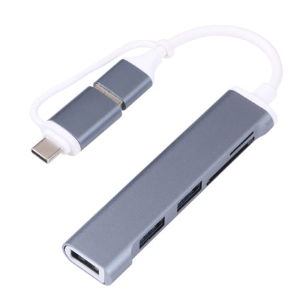 A-807 5 in 1 USB 3.0 and Type-C / USB-C to USB 3.0 HUB Adapter Card Reader-garmade.com