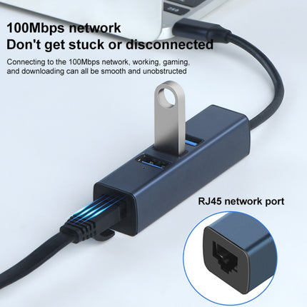 RDS 6307-3 USB-C / Type-C to USB3.0 + Dual USB2.0 + RJ45 4 in 1 HUB Adapter-garmade.com