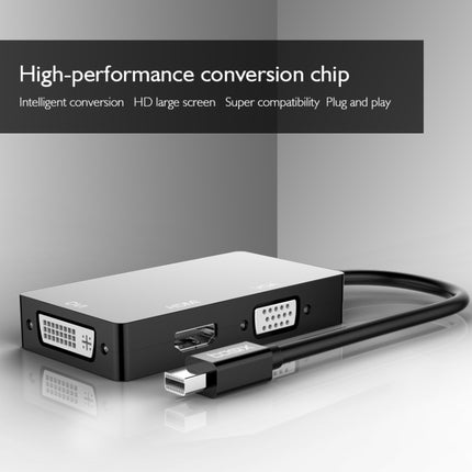 basix D1 Mini DP to HDMI + DVI + VGA 1080P Multi-function Converter, Cable Length: 15cm (Black)-garmade.com