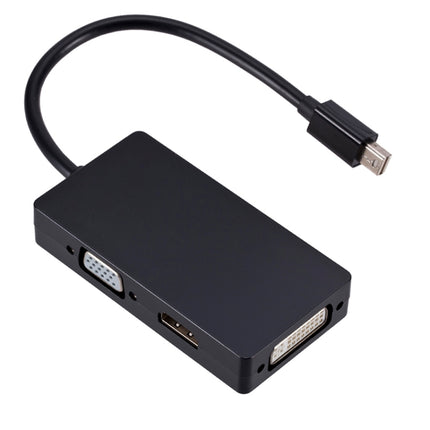 Mini DP to HDMI + DVI + VGA Rectangle Multi-function Converter, Cable Length: 28cm(Black)-garmade.com
