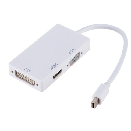 Mini DP to HDMI + DVI + VGA Rectangle Multi-function Converter, Cable Length: 28cm(White)-garmade.com
