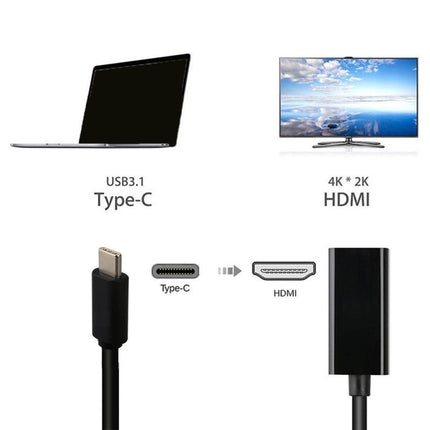 DNX-1 Mini Portable USB 3.1 USB-C/Type-C to HDMI HD 4K Conversion Cable(Black)-garmade.com