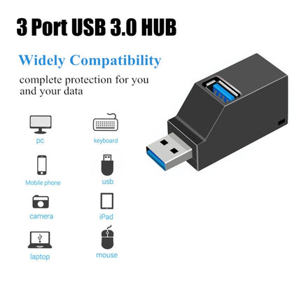 Portable Mini 2 x USB 2.0 + 1 x USB 3.0 HUB with Lanyard-garmade.com