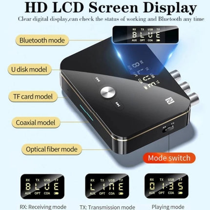 M8 NFC 2 in 1 NFC Optical Coaxial Bluetooth 5.0 Audio Transmitter Receiver with Digital Display-garmade.com