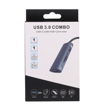 U-812 4 in 1 USB 3.0 to USB 3.0 + USB-C / Type-C + SD / TF Card Slots HUB Docking Station-garmade.com