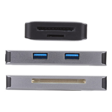 5 In 1 Dual USB 3.0 + CF + TF + SD Multi-function USB-C OTG Card Reader-garmade.com