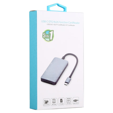 5 In 1 Dual USB 3.0 + CF + TF + SD Multi-function USB-C OTG Card Reader-garmade.com
