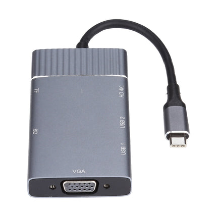 7 In 1 Dual USB 3.0 + TF/SD + HDMI/VGA + 3.5mm Jack + Type-C / USB-C Multi-function USB-C Dock Station-garmade.com