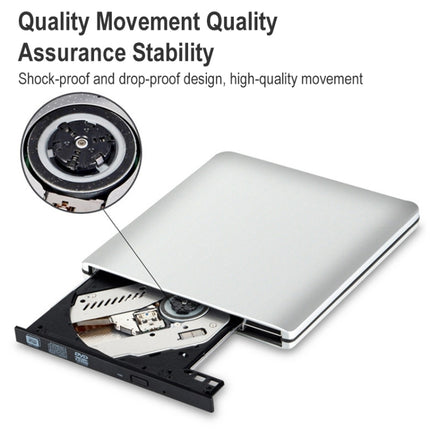 Aluminum Alloy External DVD Recorder USB3.0 Mobile External Desktop Laptop Optical Drive (Black)-garmade.com
