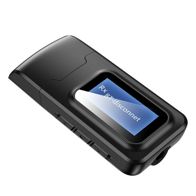 T11B 2 in 1 USB Bluetooth 5.0 Transmitter & Receiver Audio Adapter with LCD Screen(Black)-garmade.com
