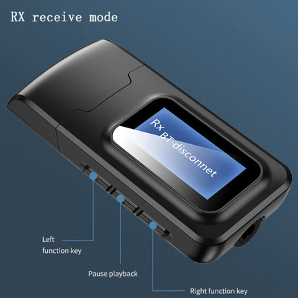 T11B 2 in 1 USB Bluetooth 5.0 Transmitter & Receiver Audio Adapter with LCD Screen(Black)-garmade.com