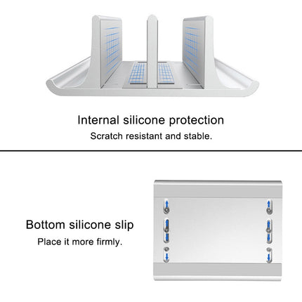 Universal Portable Aluminum Alloy Double Slot Width Adjustable Laptop Vertical Storage Stand Base(Black)-garmade.com