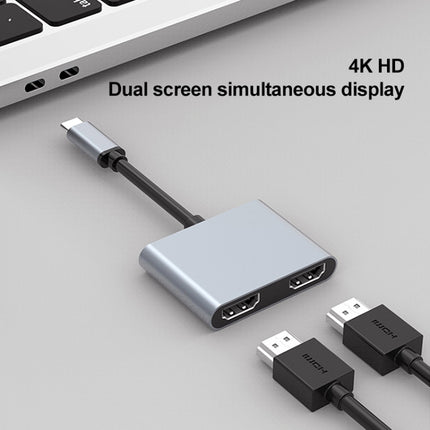 2 in 1 USB-C / Type-C to 2 x HDTV Ports HUB Adapter-garmade.com