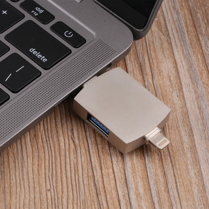 4 In 1 Type-C / USB-C + 8 Pin + Dual USB Multi-function Adapter with Dual OTG Function-garmade.com